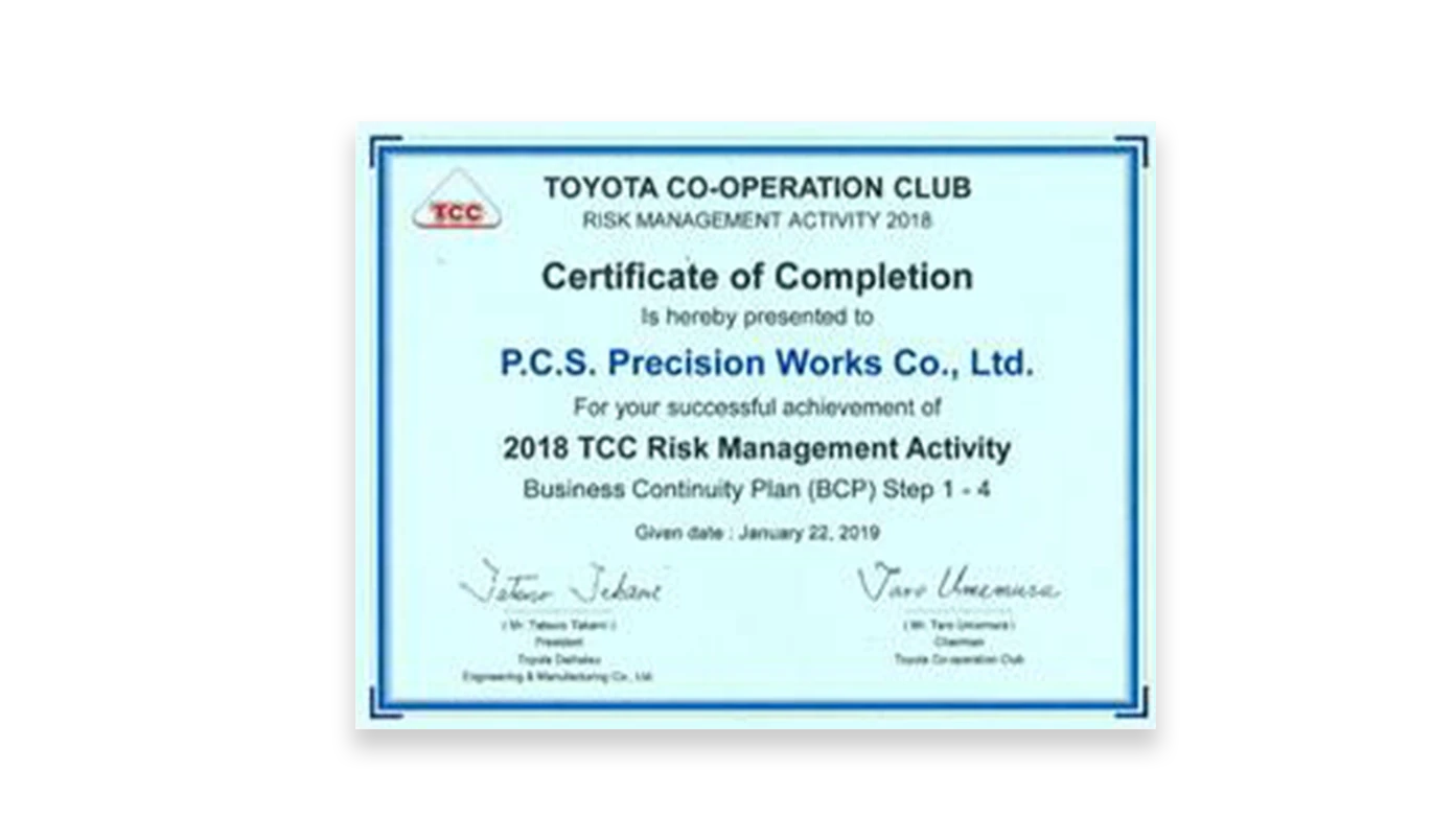 TCC Risk Management Activity Business Continuity Plan 2018 (Toyota)