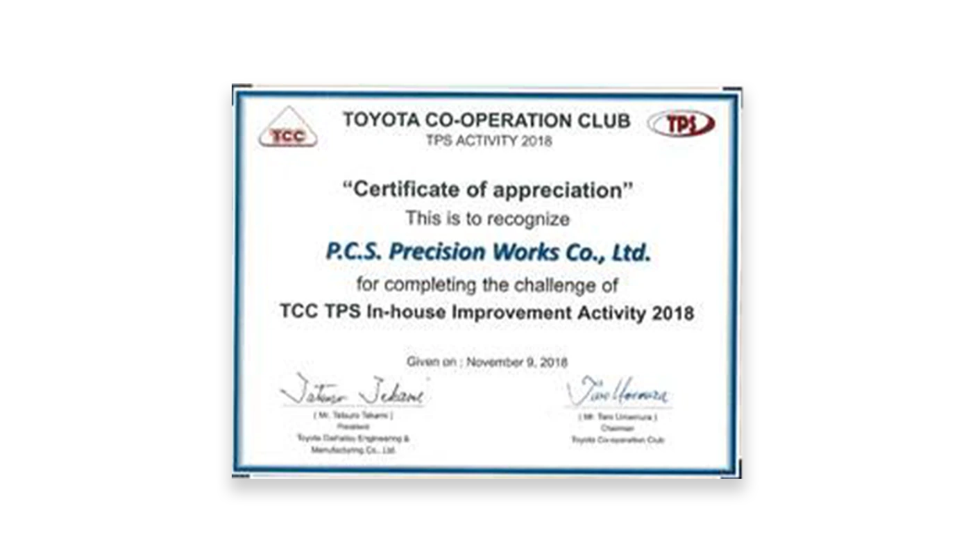 The Winner TCC TPS In-House Improvement Activity 2018 (Toyota)