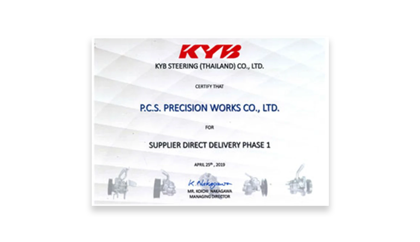 Supplier Direct Delivery Phase 1 KYB Steering (Thailand) Co.,Ltd.